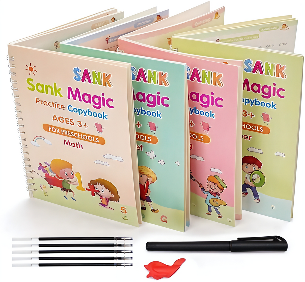 Reusable Magic ink copybook set (4 Book's + 3 Pen+ 10 Refill's )