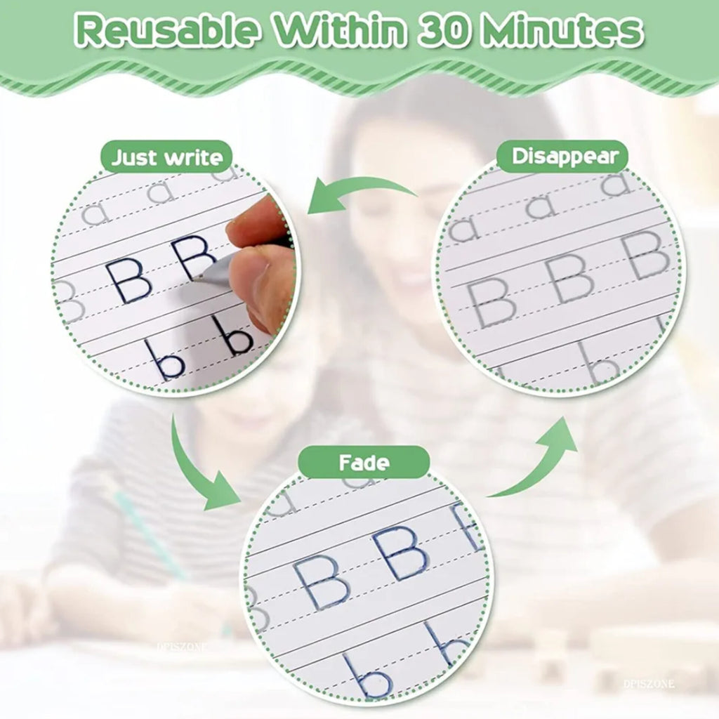 Reusable Magic ink copybook set (4 Book's + 3 Pen+ 10 Refill's )